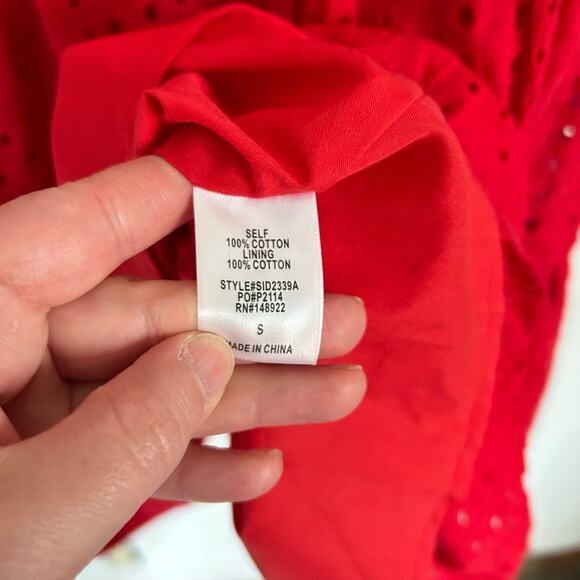 Saints & Hearts Eyelet Tiered Peplum Tank Top Red Size S - Picture 8 of 9